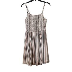 Angie Pink & Blue Striped Dress‎ Spaghetti Strap Midi Resort Style Size L